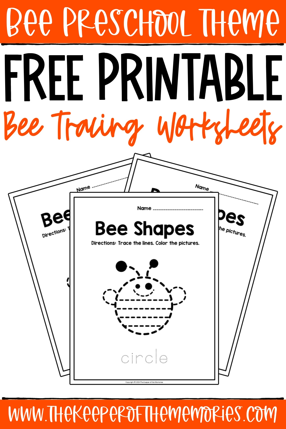 Free Printable Bee Tracing Worksheets The Keeper Of The Memories