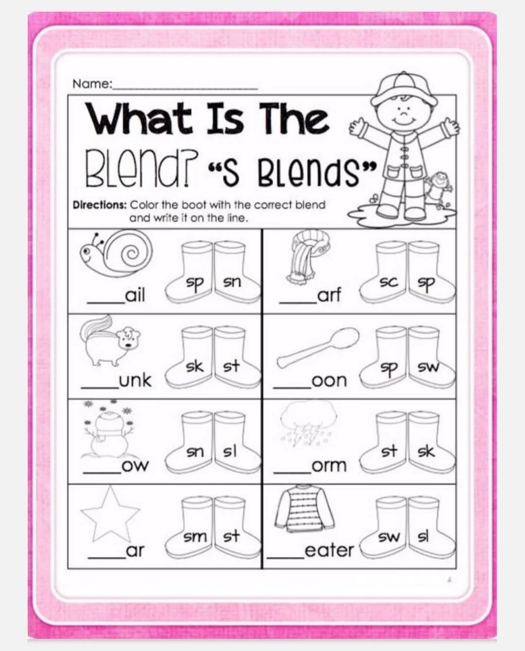 Free Printable S Blend Worksheets