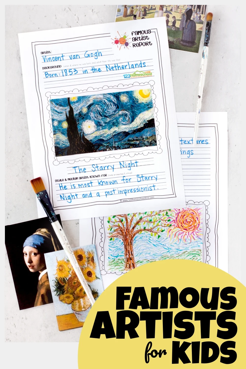 FREE Printable Famous Artist Report Form Template