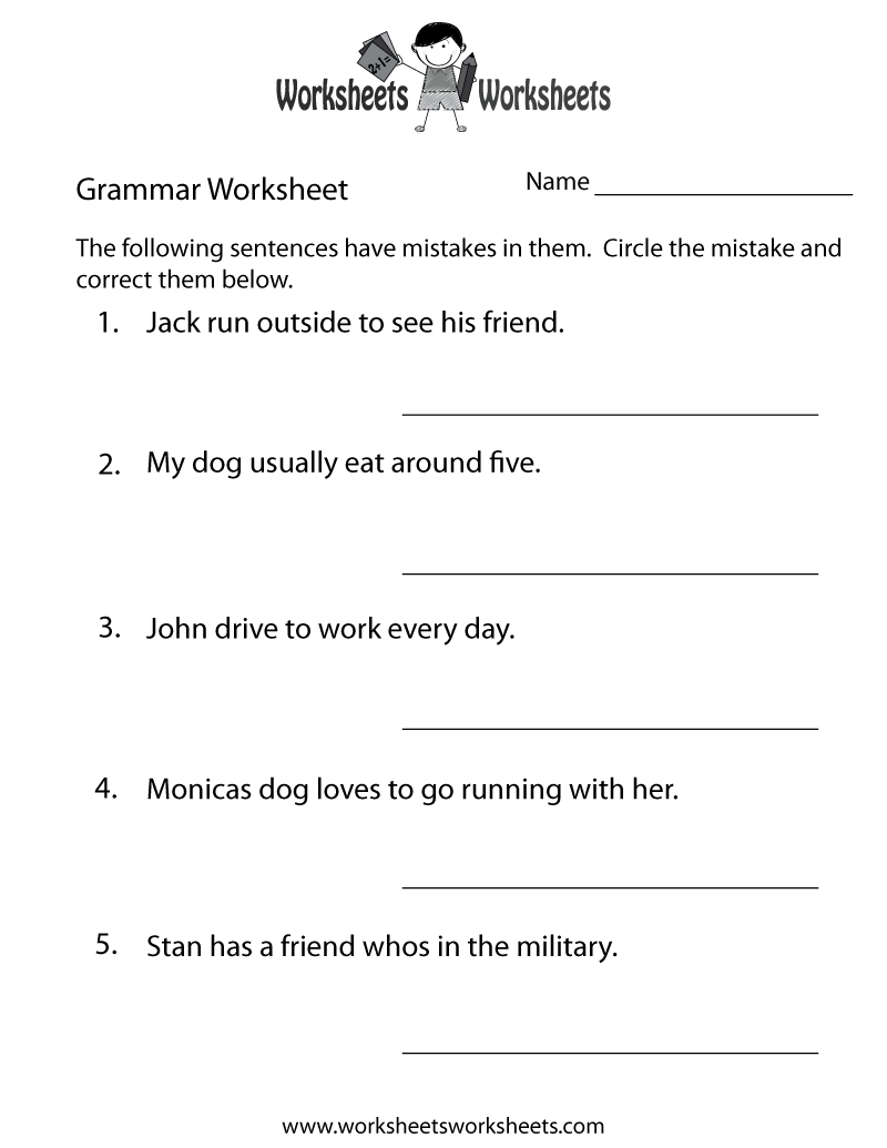 Free Printable Grammar Practice Worksheet Worksheets Library
