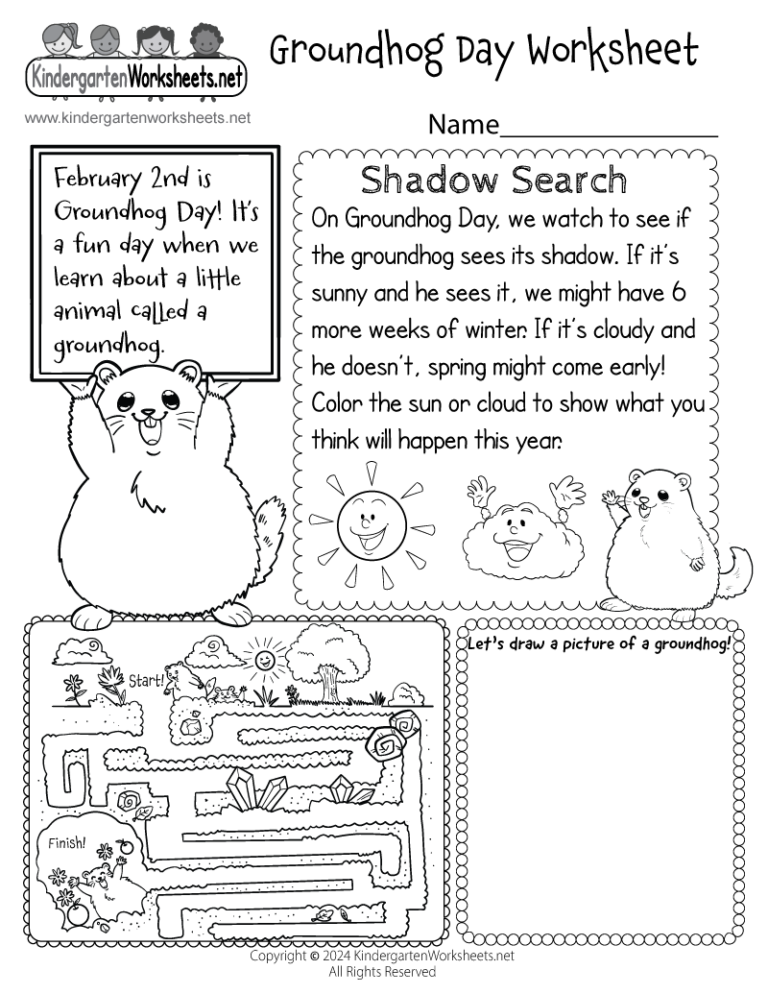 Free Printable Groundhog Day Worksheet