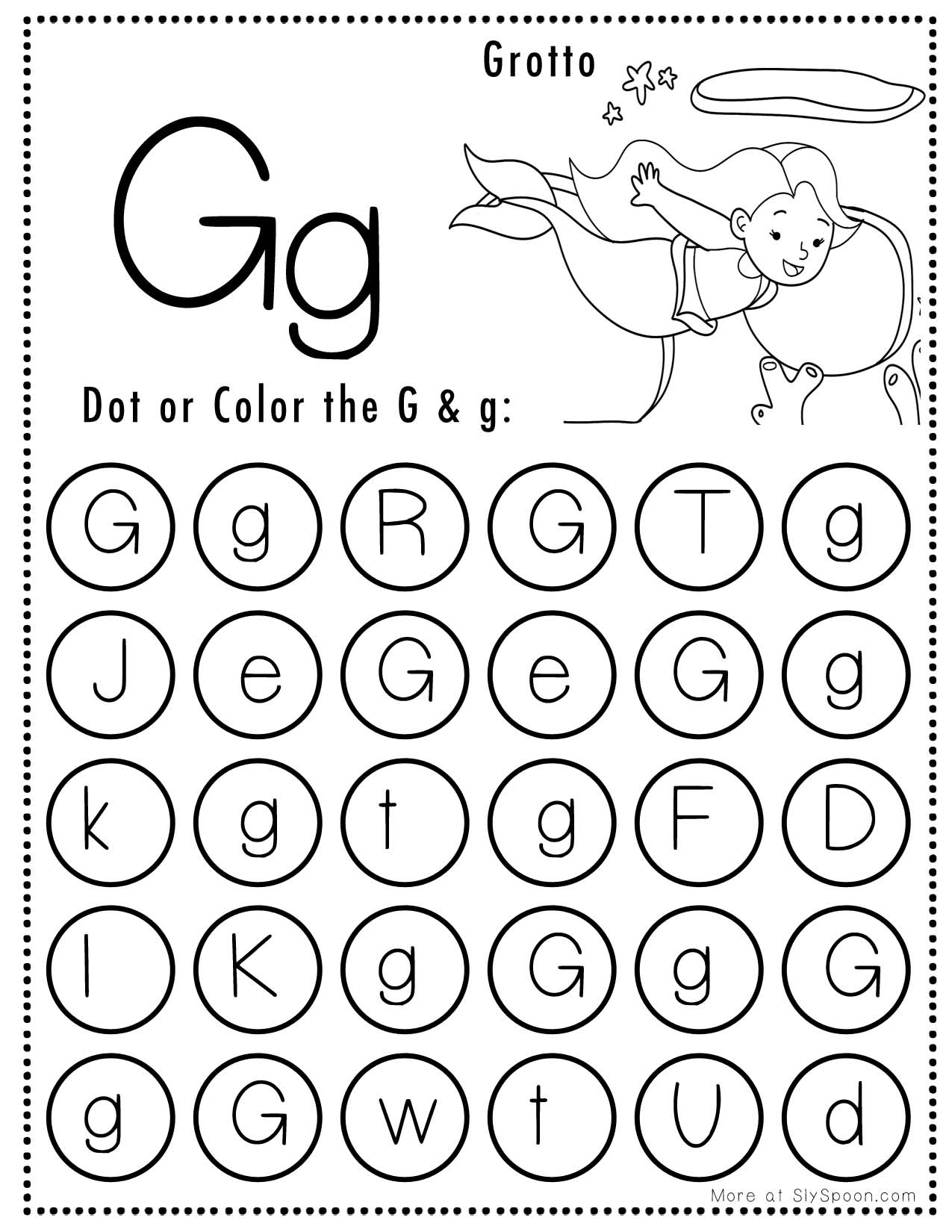 Free Printable Letter G Worksheets Sly Spoon