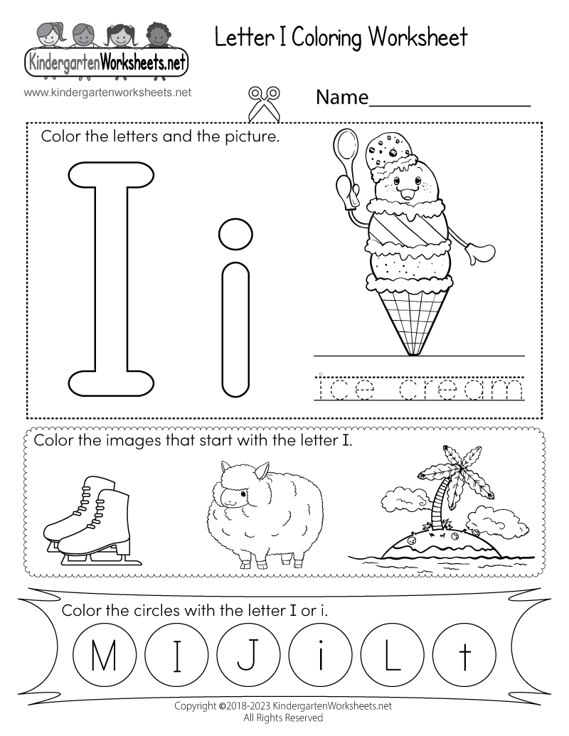 Free Printable Letter I Review Worksheets