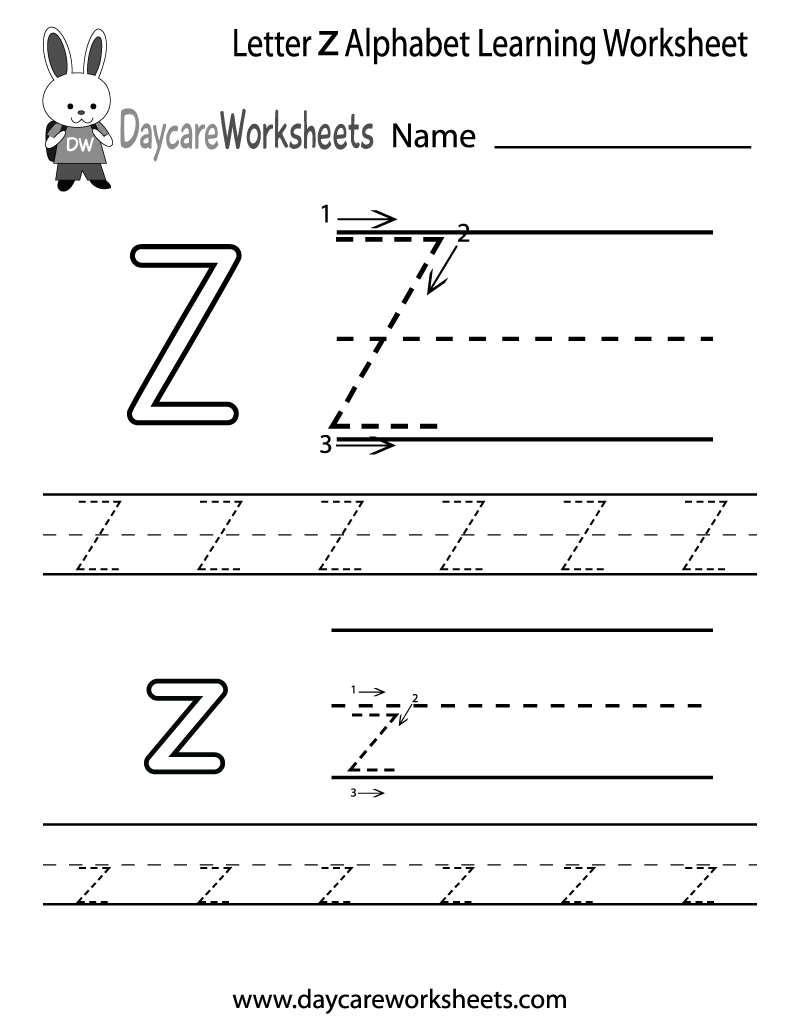 Free Printable Z Worksheets