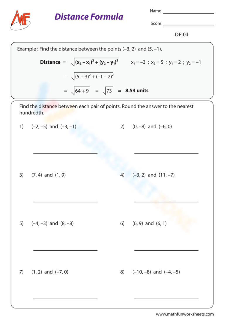 Free Printable Midpoint And Distance Formula Worksheets Worksheets Library