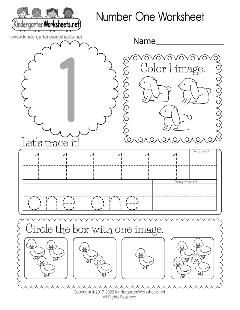 Printable Number 1 Worksheet Preschool