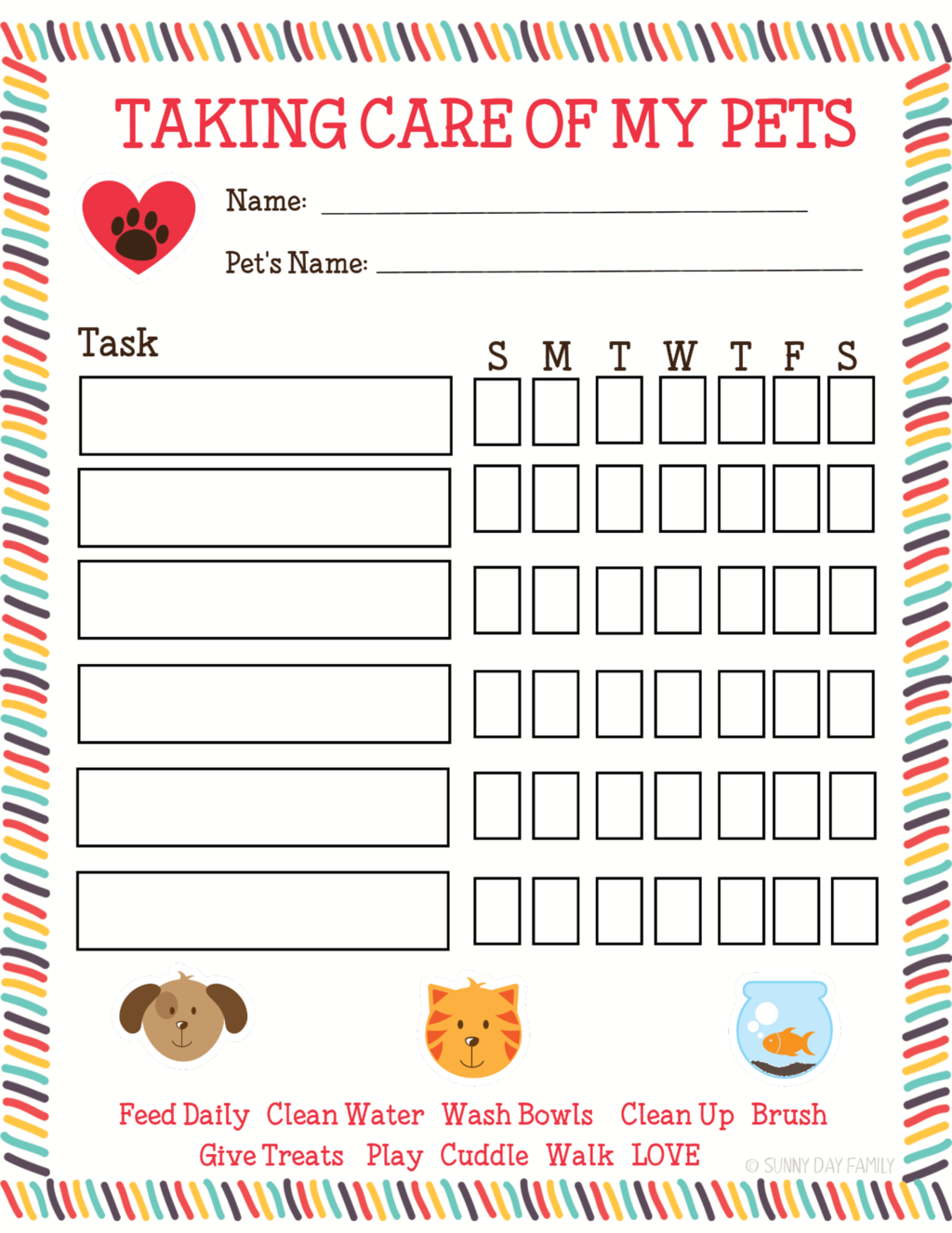 Free Printable Pet Care Worksheets
