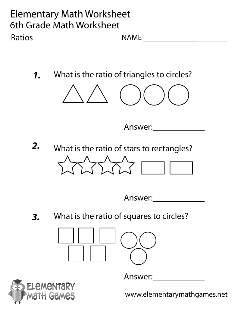 Ratios Worksheets 6th Grade Free
