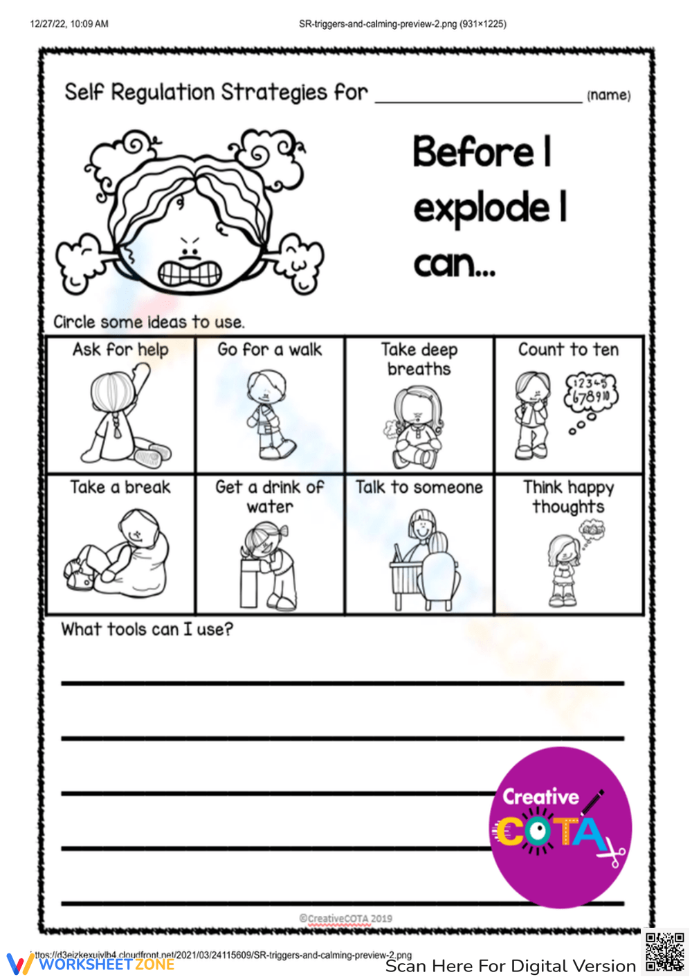 Free Printable Self Control Worksheets