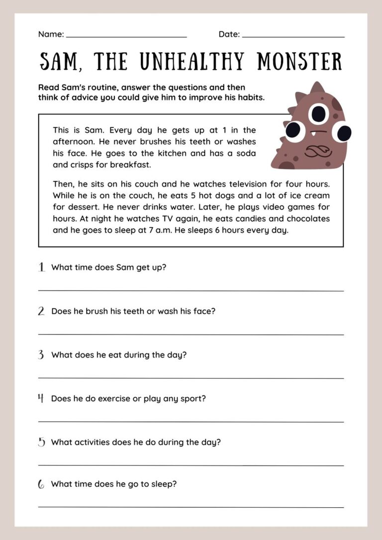 Free Printable Third Grade Reading Comprehension Worksheets