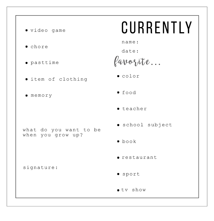 Free Printable Time Capsule Worksheet