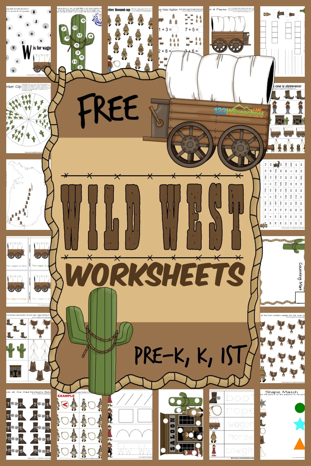 FREE PRintable Wild West Worksheets For Kids
