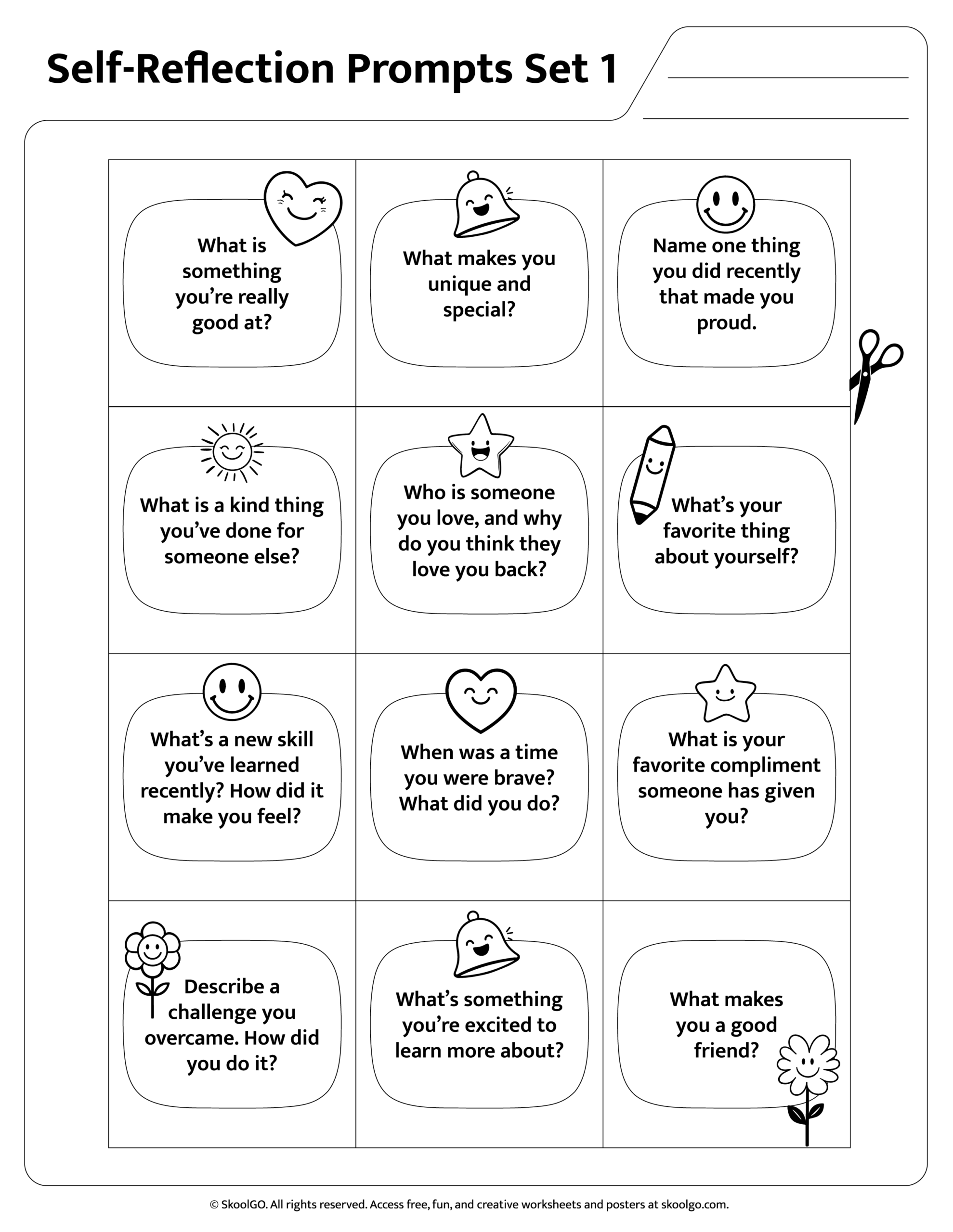 Free Self Reflection Worksheet For Kids Set 1 SKOOLGO