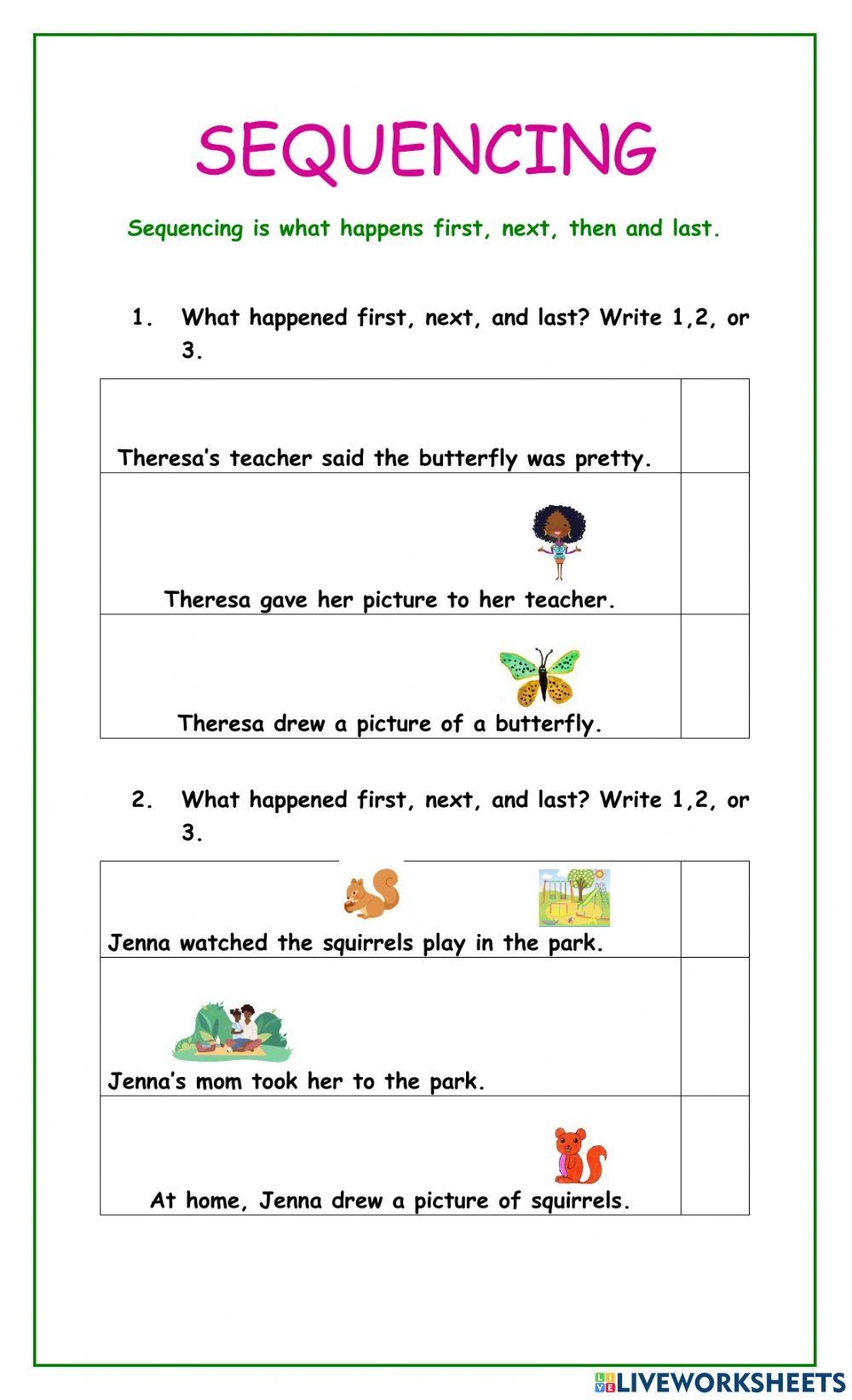 First Grade Sequencing Worksheets Free
