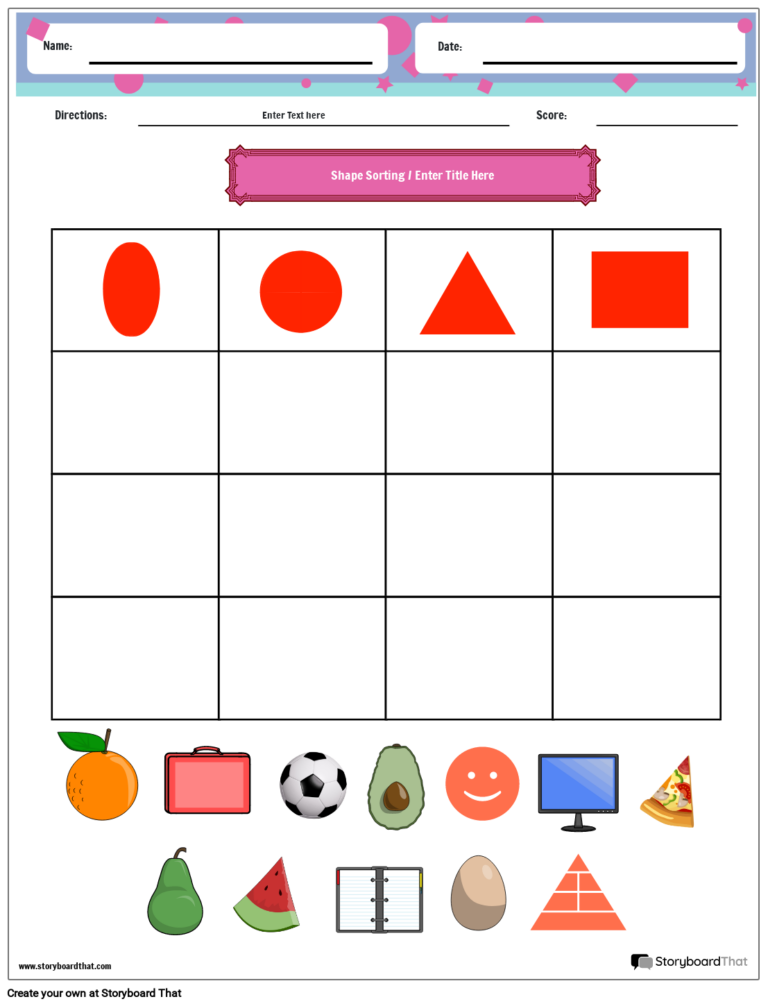 Free Shape Sorting Worksheets By Storyboard That