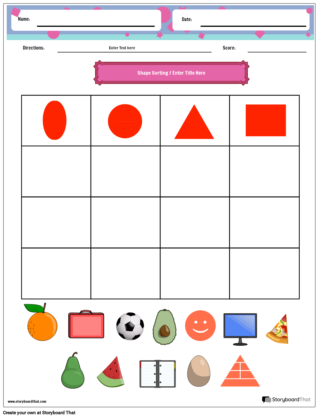 Free Shape Sorting Worksheets By Storyboard That