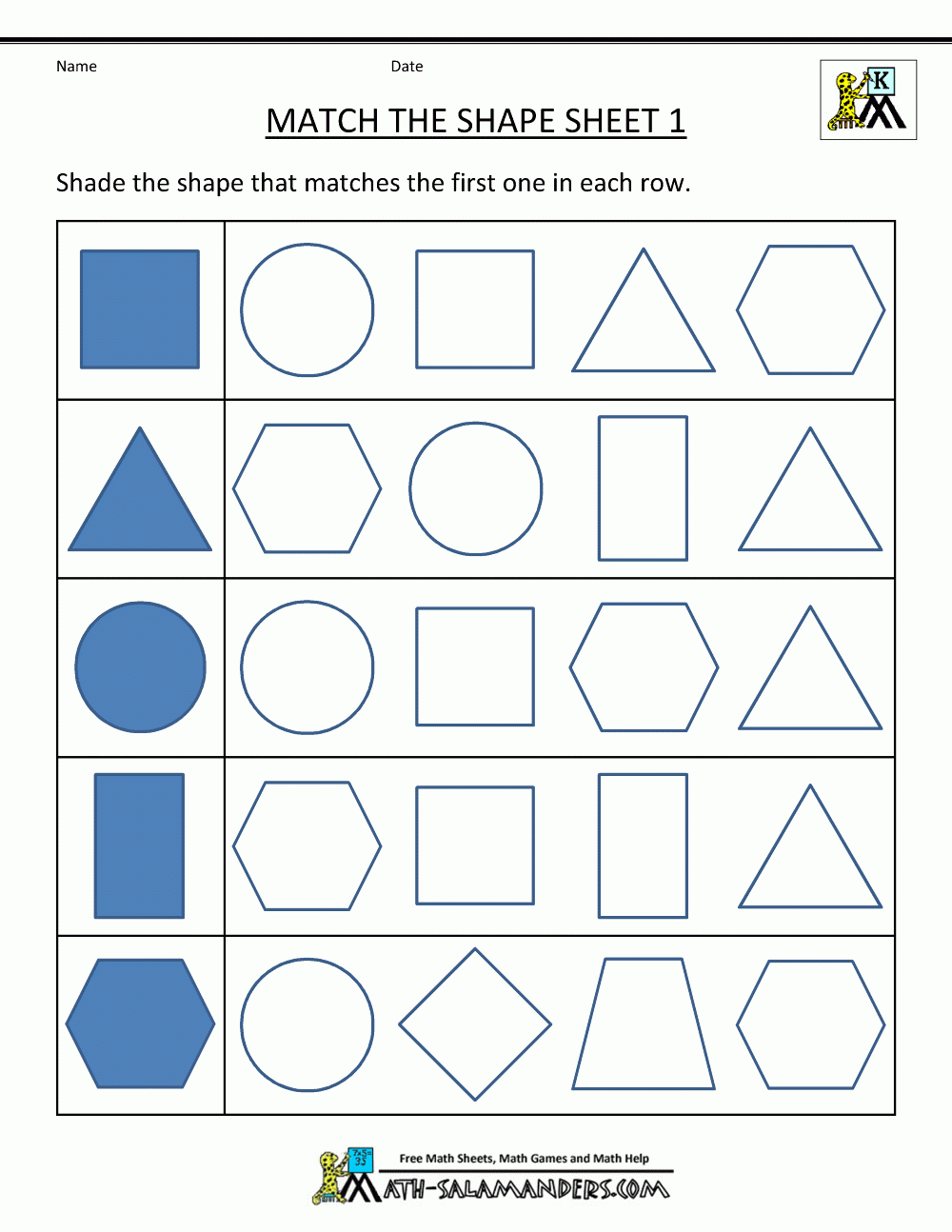 Printable Learning Shapes Worksheets