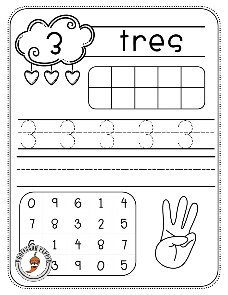 Preschool Spanish Counting Worksheets