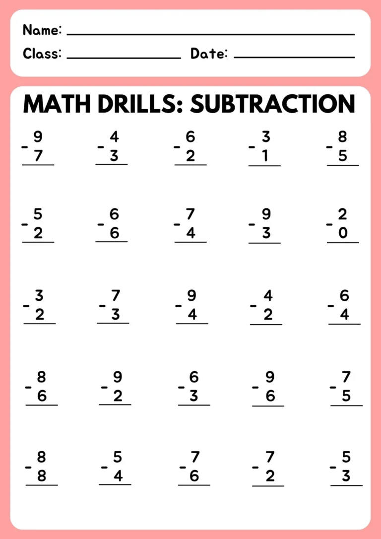 Free Subtraction Worksheet Templates To Edit And Print Canva