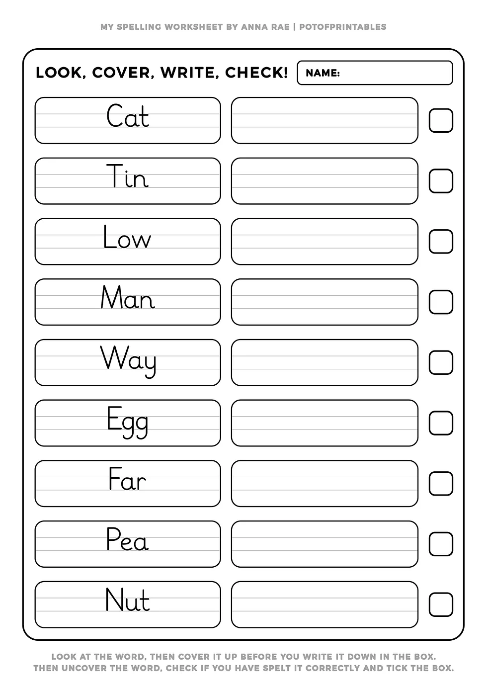 Printable Spelling Worksheets For 3rd Grade