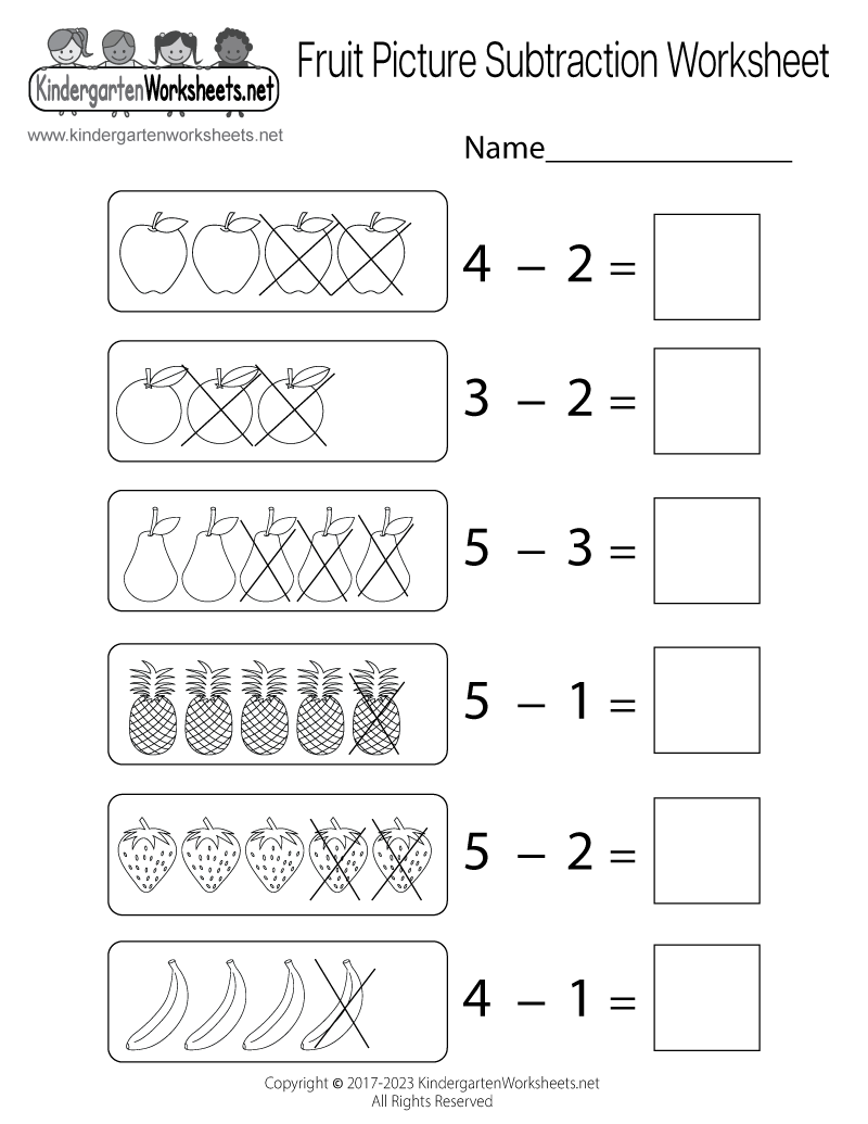Math Worksheet Kindergarten Subtraction