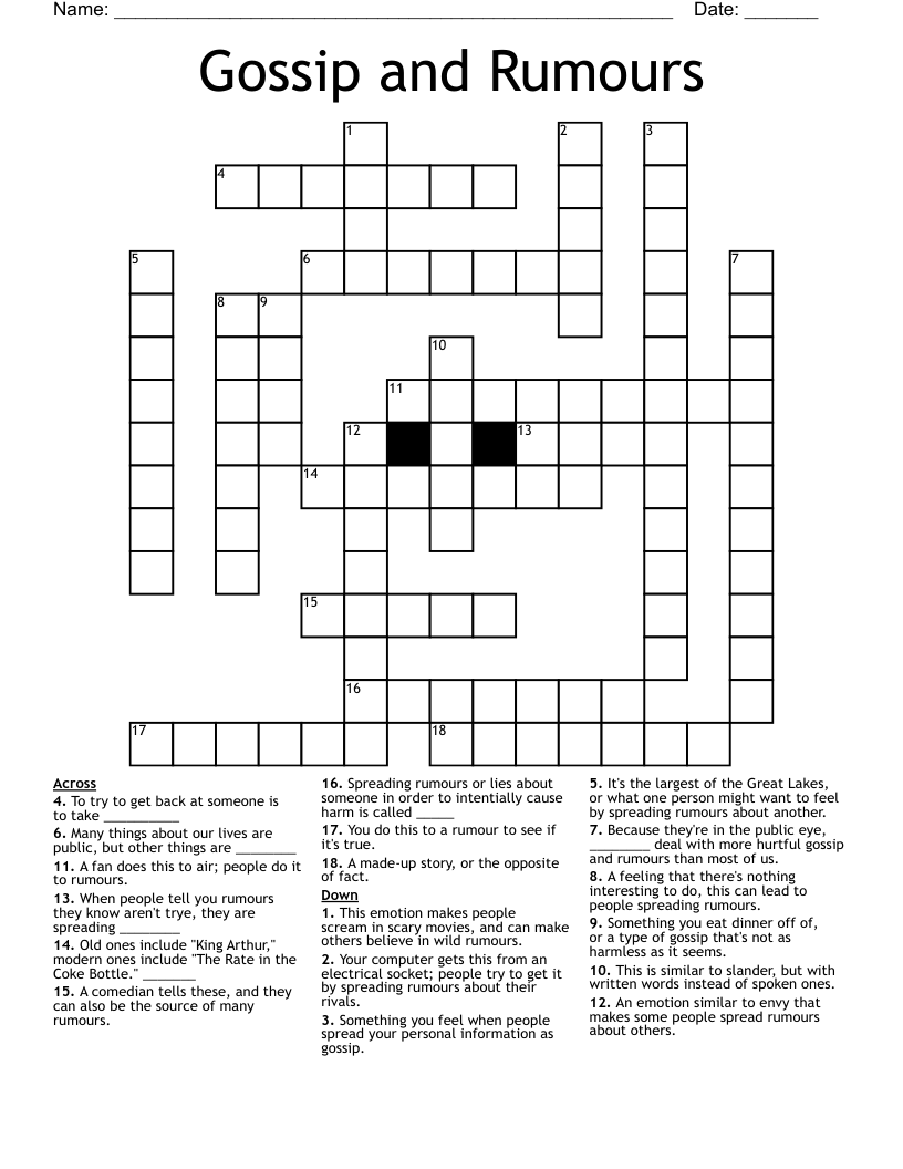Gossip And Rumours Crossword WordMint