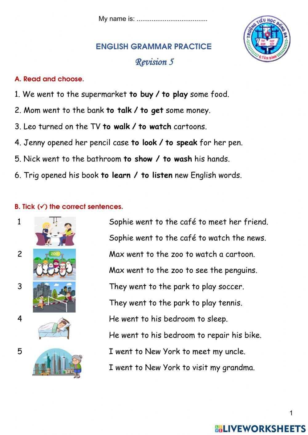 Fifth Grade Printable Grammar Worksheets