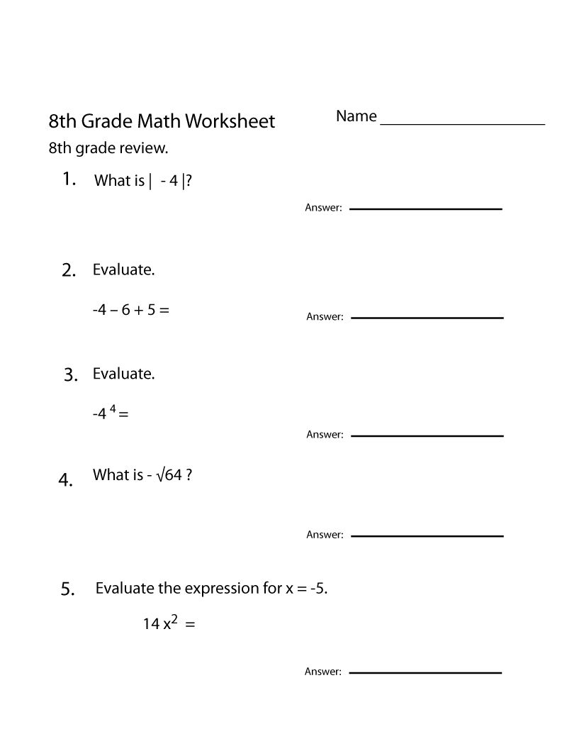 Printable Worksheets For 8th Graders