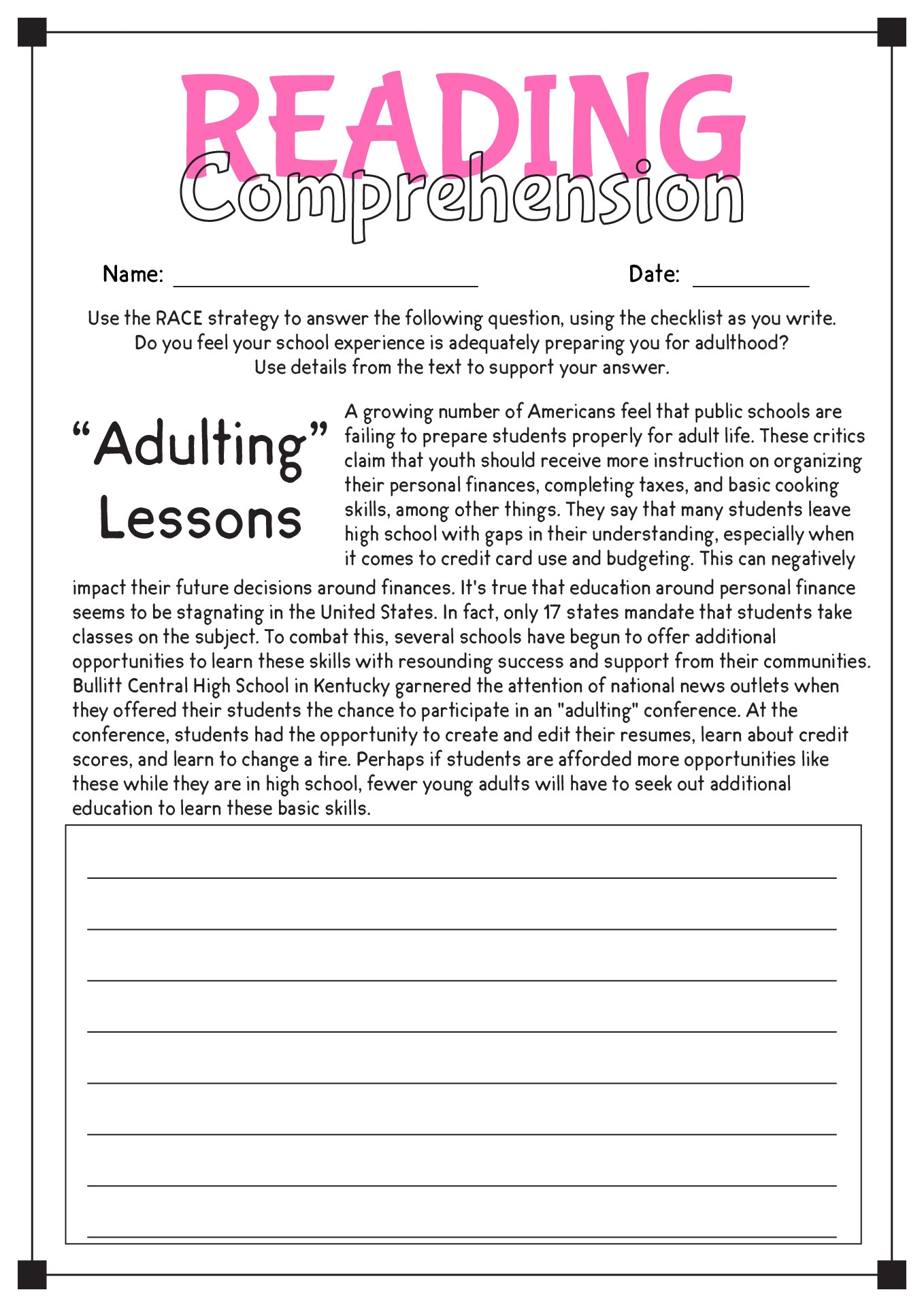 Grade 9 Reading Comprehension Worksheets Reading Comprehension Worksheets Library