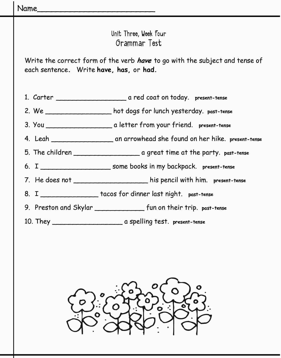 Free Printable Third Grade Grammar Worksheets