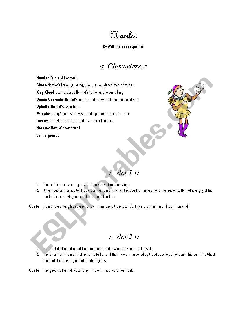 Hamlet Act 2 Worksheet Esl Printable