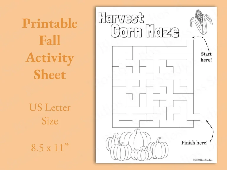 Harvest Corn Maze Activity Page Printable Fall Activity Sheet Children s Activity Pages Thanksgiving Activities Etsy