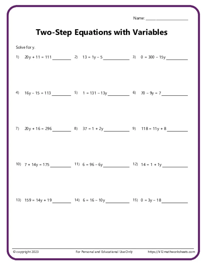 Algebra 2 Worksheets Printable