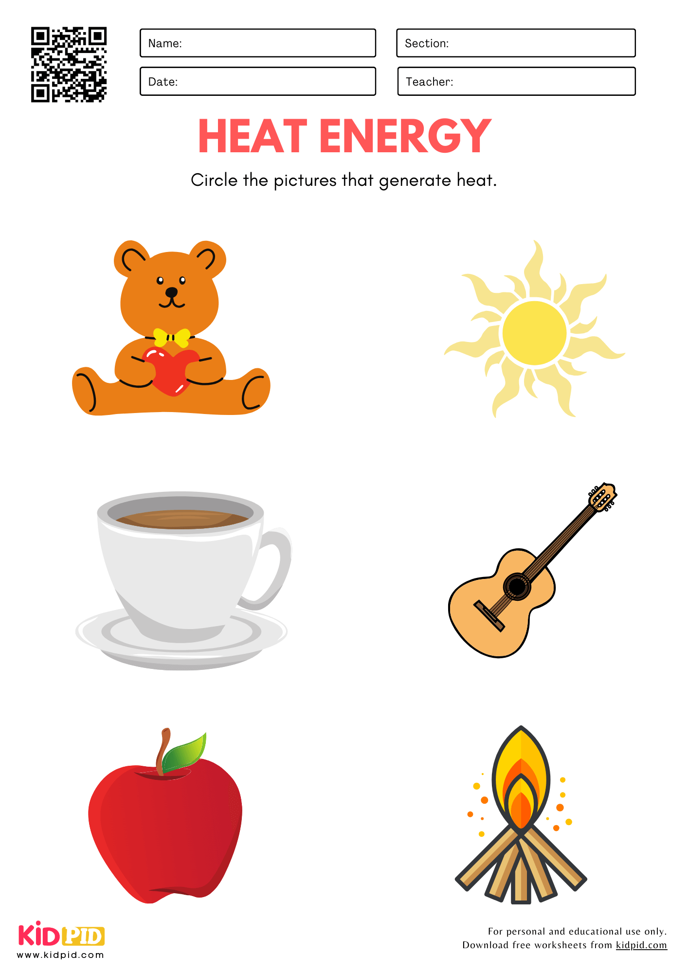 Light Energy Worksheets Preschool