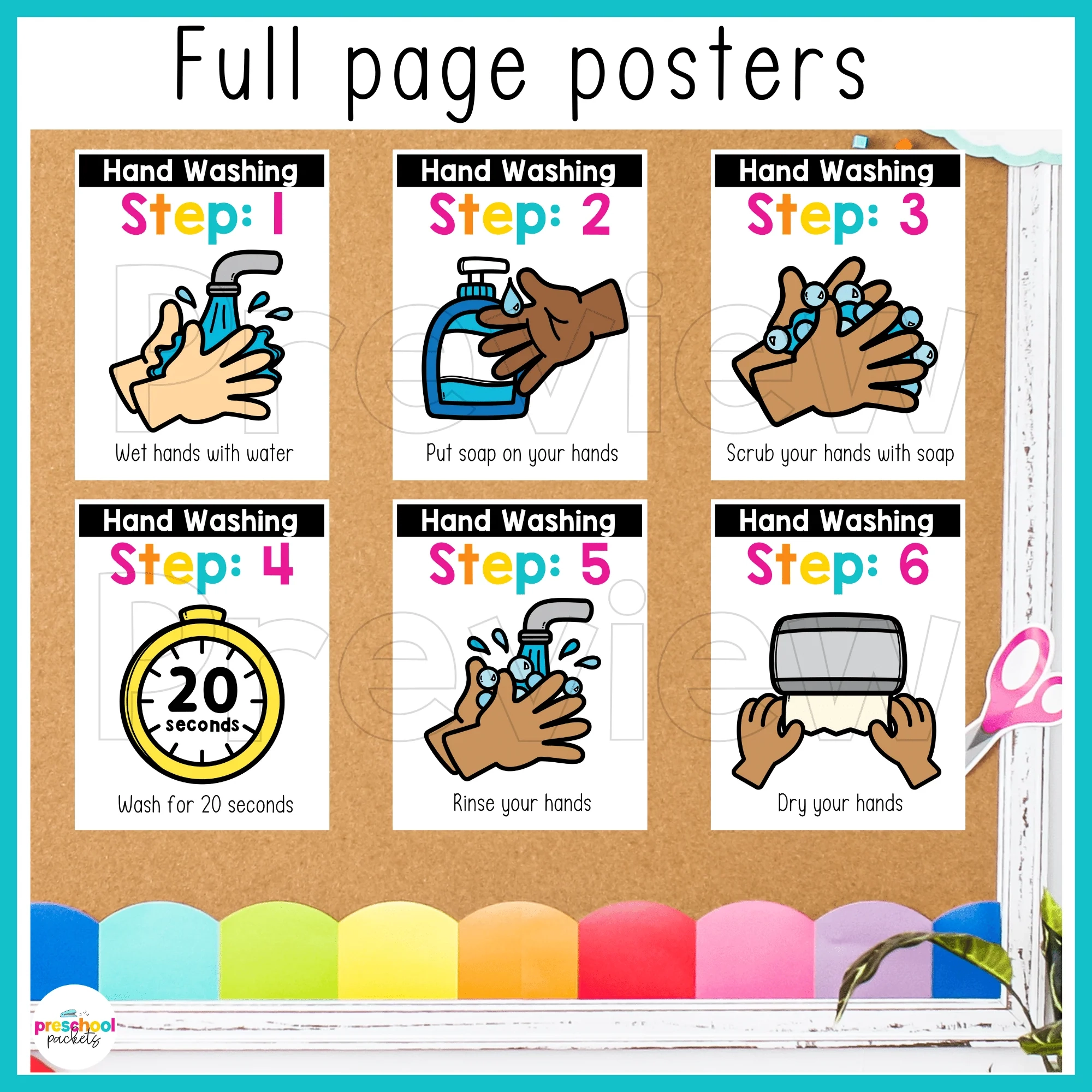 How To Wash Hands Posters Preschool Packets
