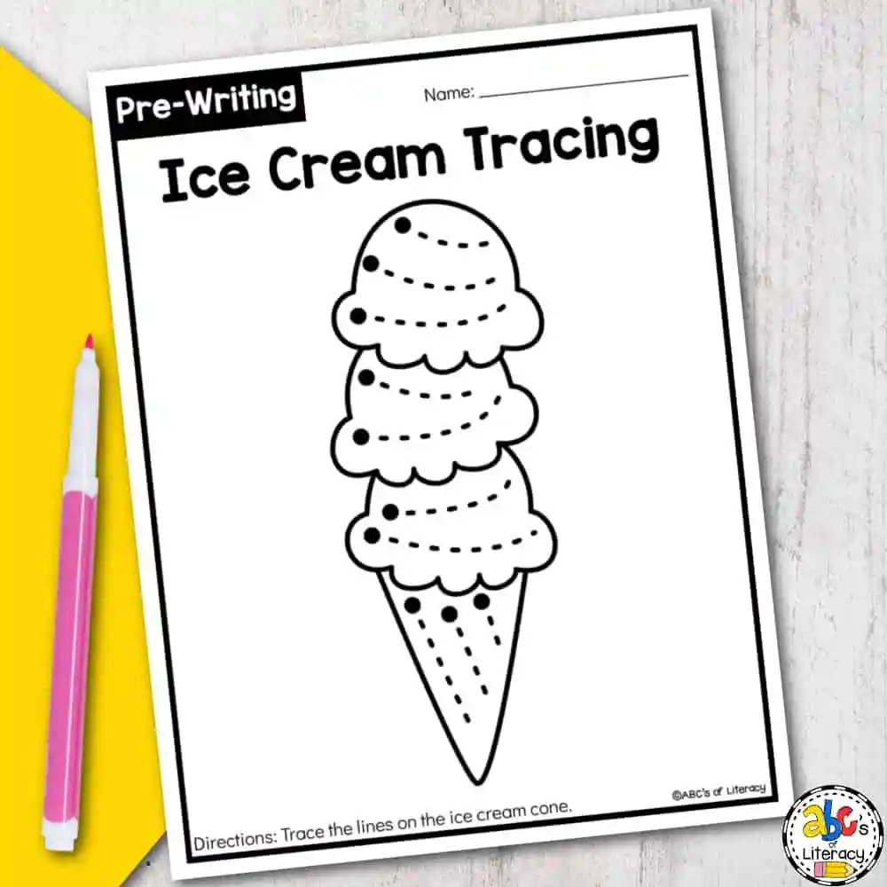 Ice Cream Tracing Worksheets