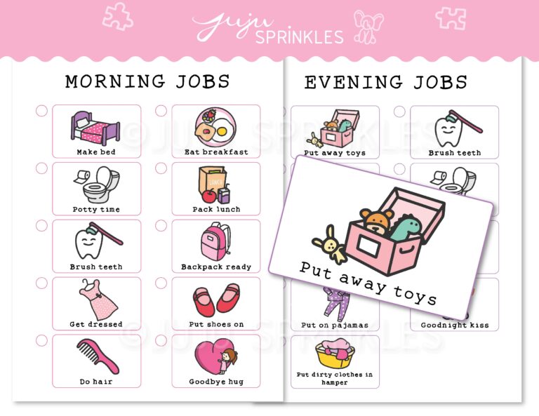Kids Chore Chart Printable Pink Juju Sprinkles