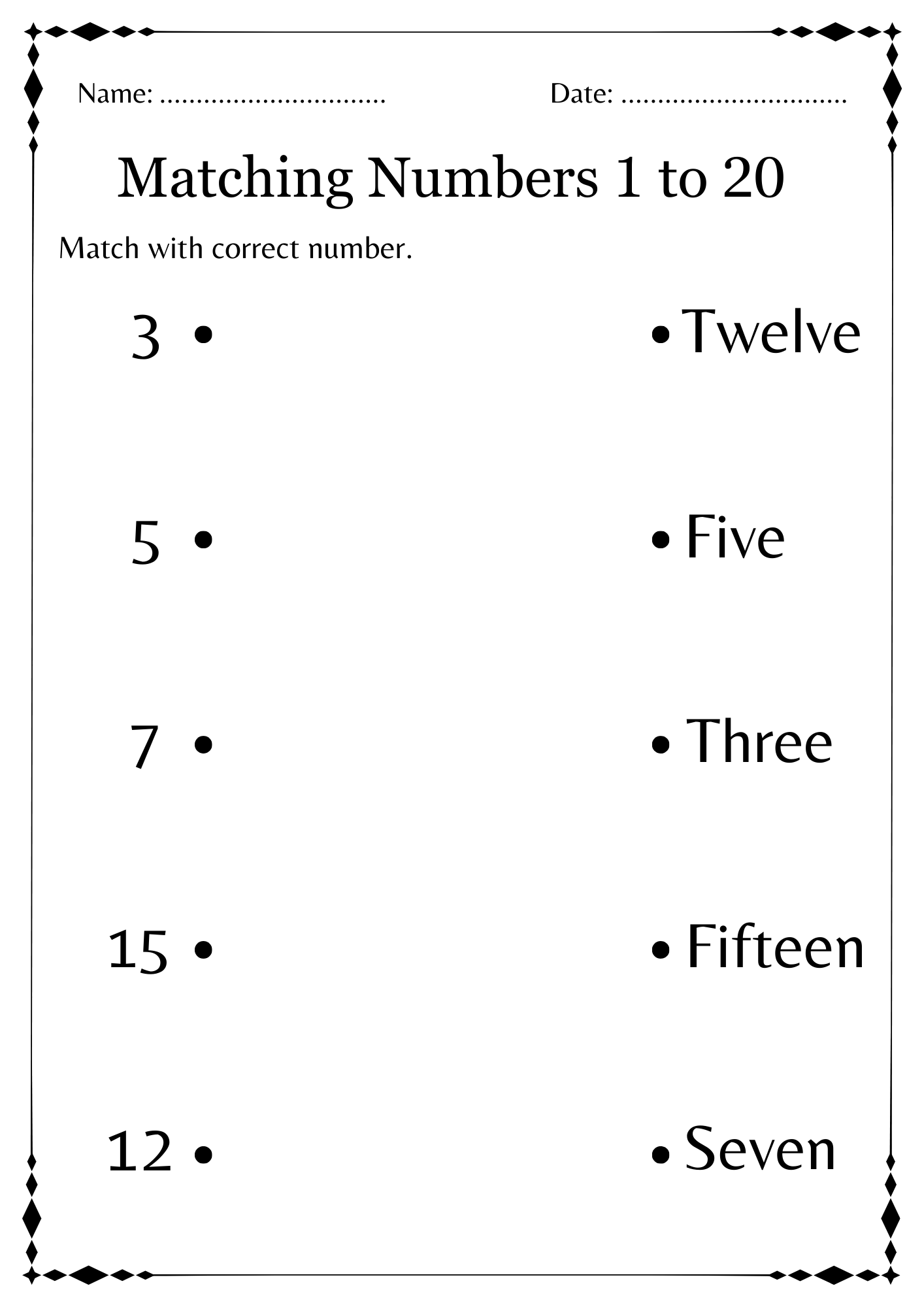 Number Worksheets For Preschool 1 20
