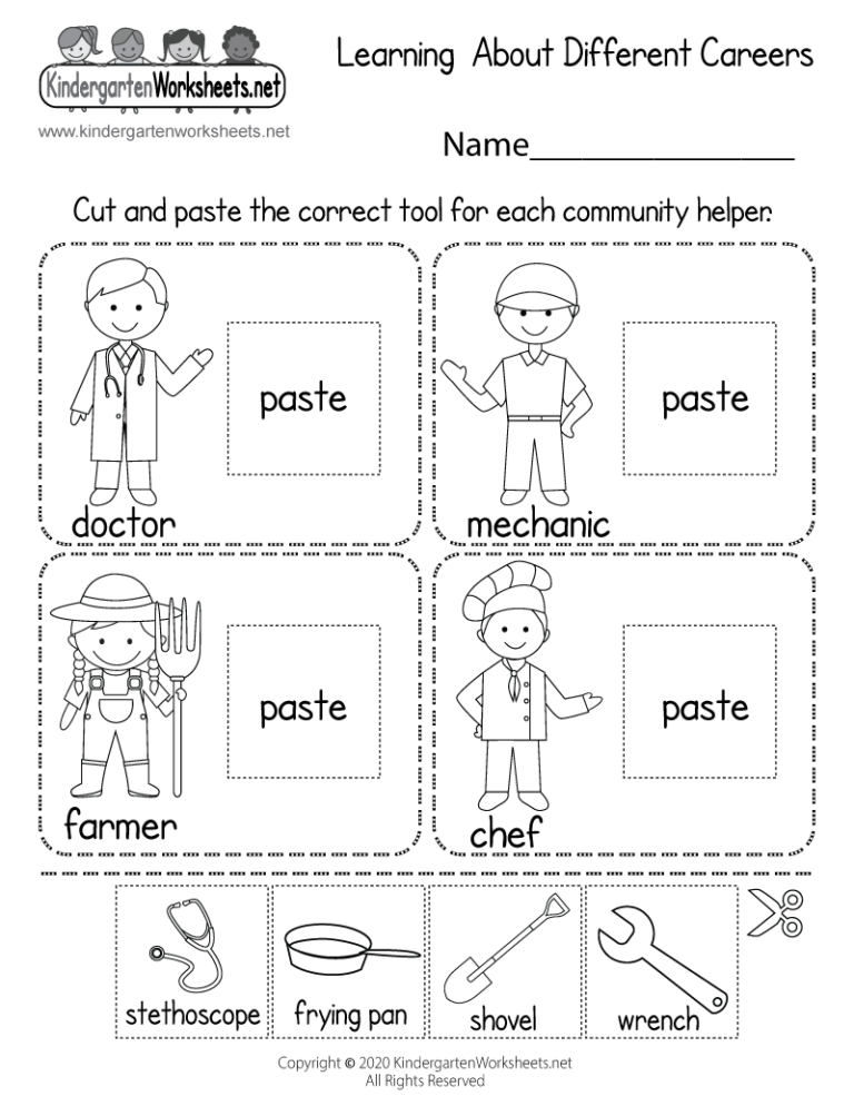 Learning About Careers Worksheet Free Printable PDF