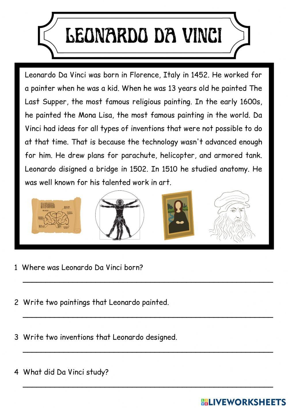 LEONARDO DA VIN Free Interactive Worksheets 6814615