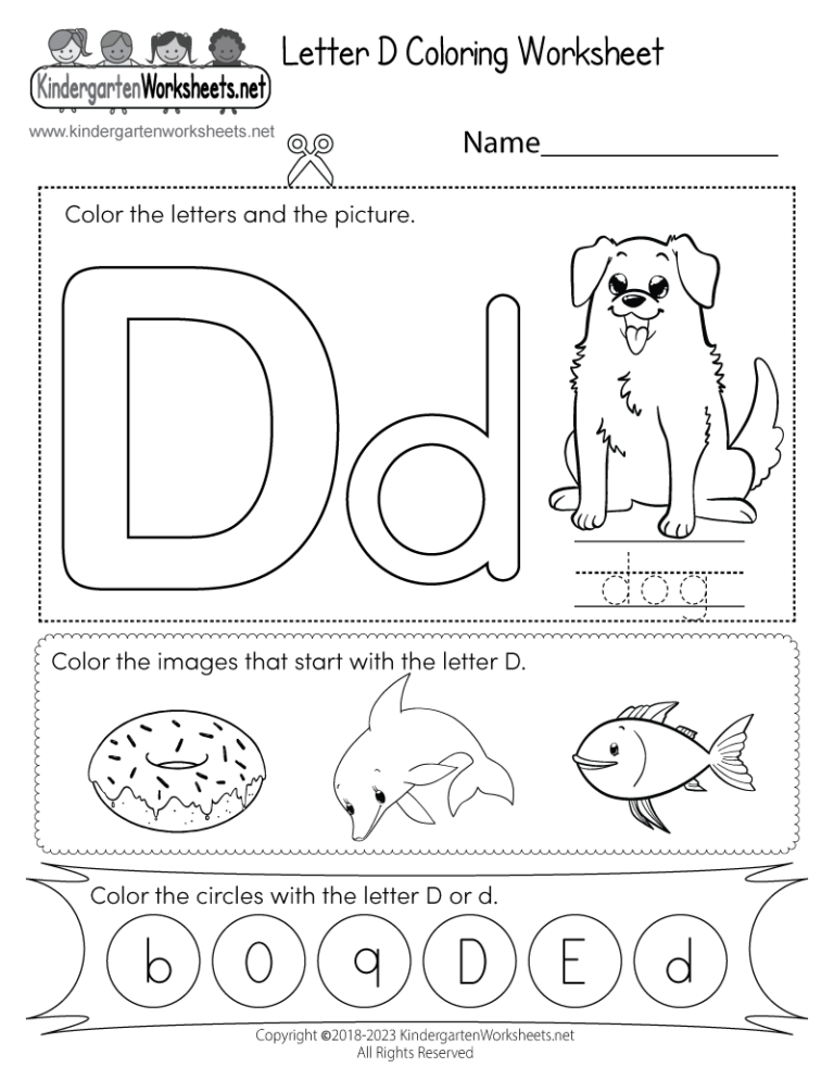Letter D Coloring Worksheet Free Printable Digital PDF
