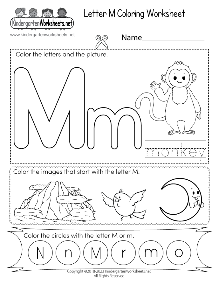 Letter M Coloring Worksheet Free Printable Digital U0026 PDF
