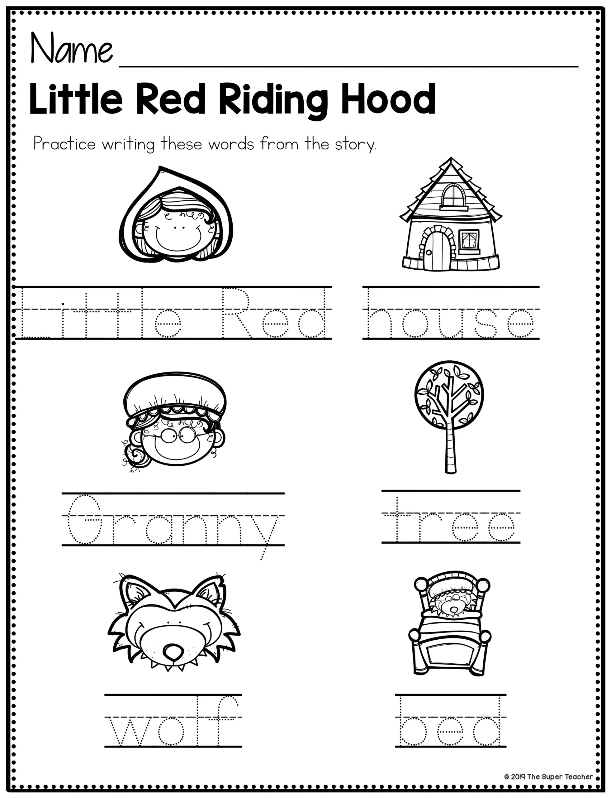 Little Red Riding Hood Story Elements And Story Retelling Worksheets Pack The Super Teacher
