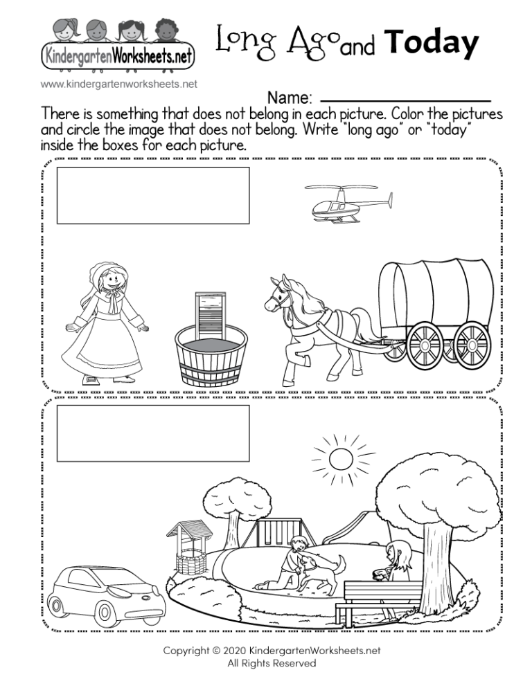 Long Ago And Today Worksheet Free Printable Digital U0026 PDF