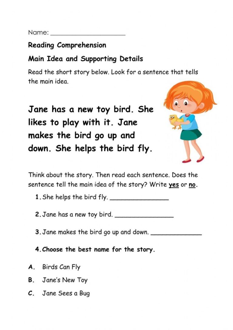 Main Idea Free Interactive Worksheets 654100