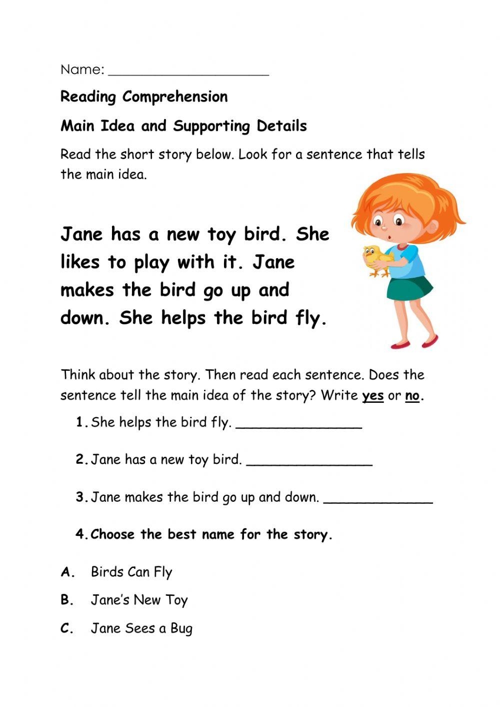 Main Idea Free Interactive Worksheets 654100