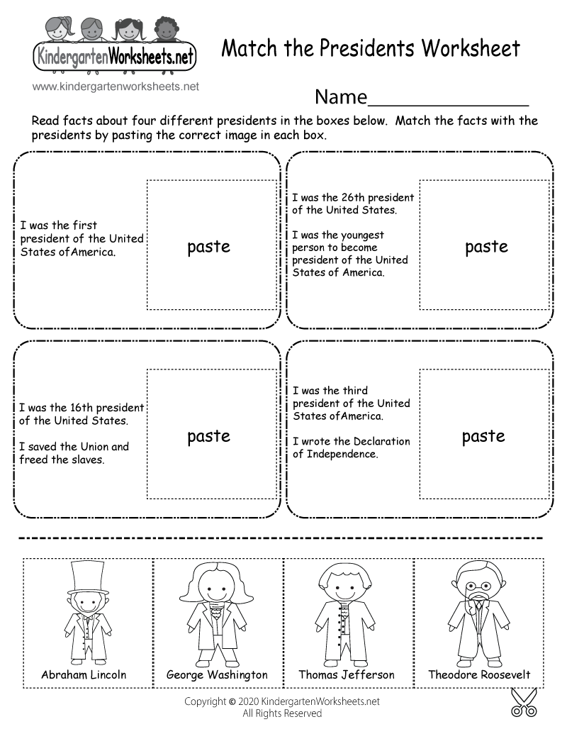 Match The Presidents Worksheet Free Printable Digital PDF