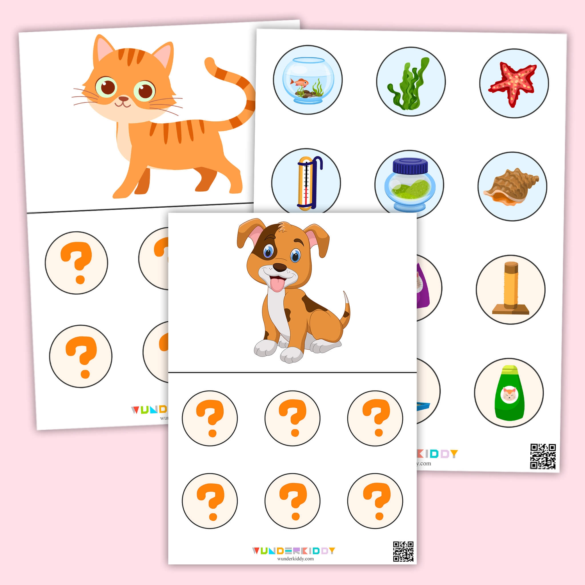 Matching Activity Taking Care Of Pets Printable PDF For Toddler