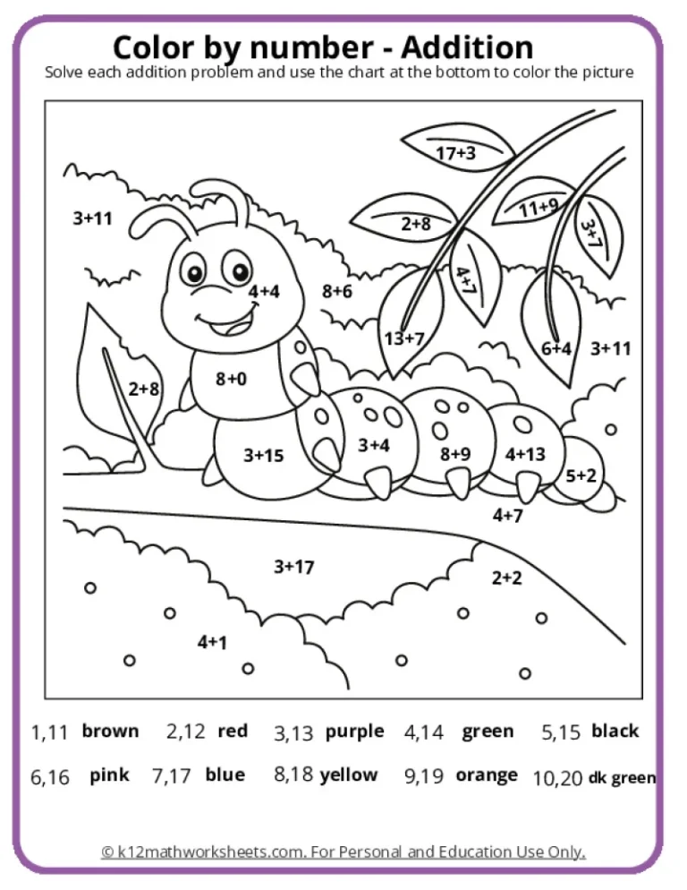 Math Coloring Pages Printable PDFs By K12mathworksheets