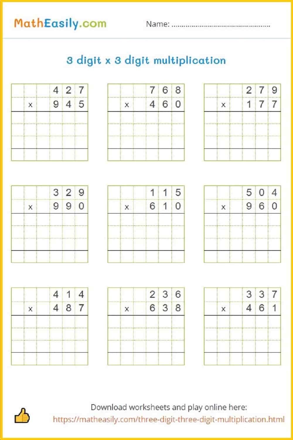 Free Printable 3 Digit Math Worksheets